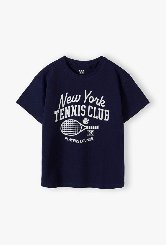 Bawełniany t-shirt chłopięcy - granatowy - Limited Edition