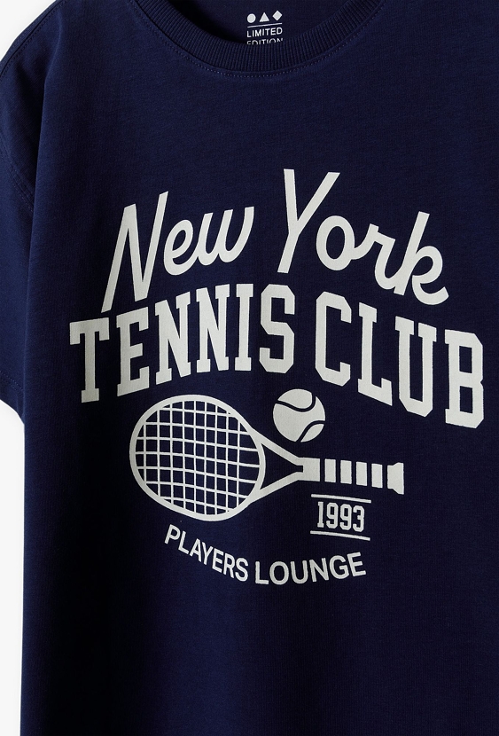 Bawełniany t-shirt chłopięcy - granatowy - Limited Edition