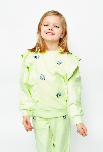 Bluza dresowa dla dziewczynki - haftowane kwiatki