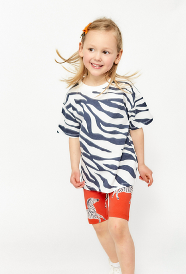 Dziewczęce legginsy kolarki - czerwone w zebry