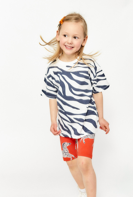 Dziewczęce legginsy kolarki - czerwone w zebry