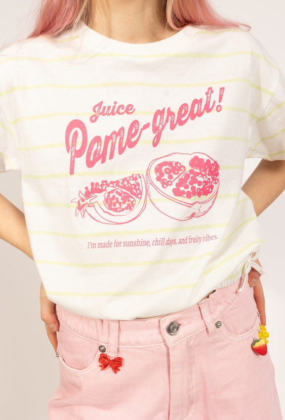 Koszulka dziewczęca w paski „Pome-great!”