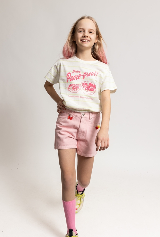 Koszulka dziewczęca w paski „Pome-great!”