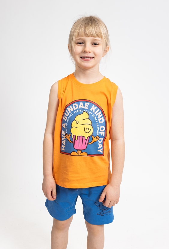 Koszulka bez rękawów dla chłopca – radosny nadruk