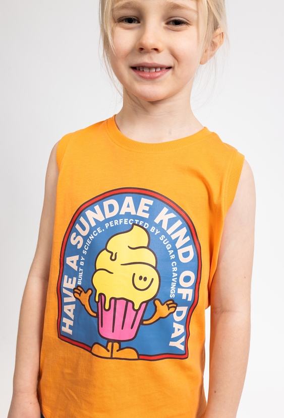 Koszulka bez rękawów dla chłopca – radosny nadruk