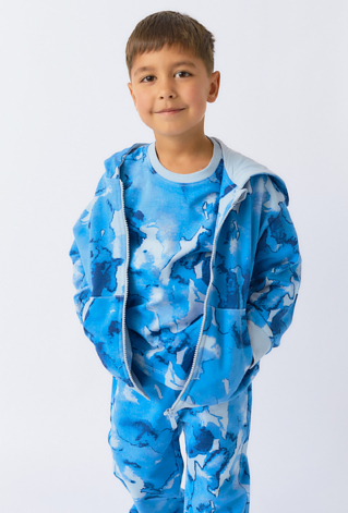 Chłopięca niebieska bluza rozpinana z kapturem