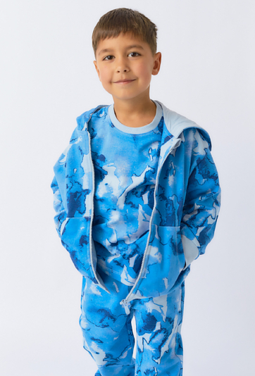 Chłopięca niebieska bluza rozpinana z kapturem