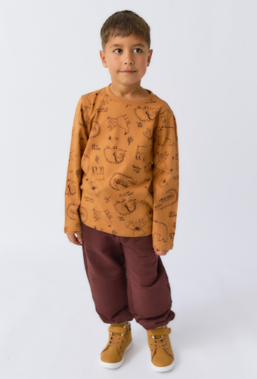 Bordowe spodnie dresowe chłopięce z pikowanymi kolanami