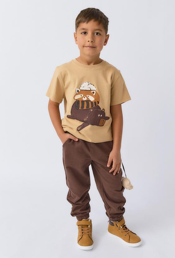 Spodnie dresowe chłopięce z maskotką misia