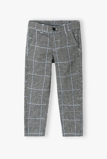 Spodnie chłopięce szare w kratę - Max&Mia