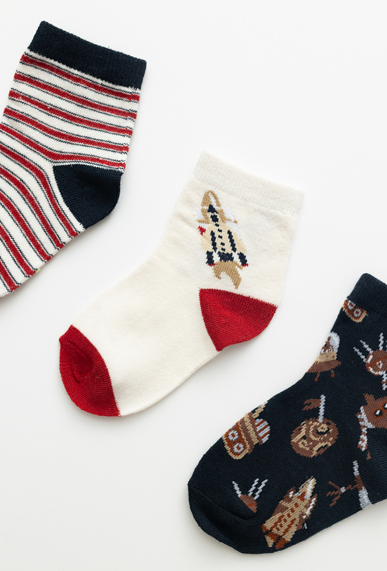 Skarpety dziecięce 3-pak z motywem kosmosu.