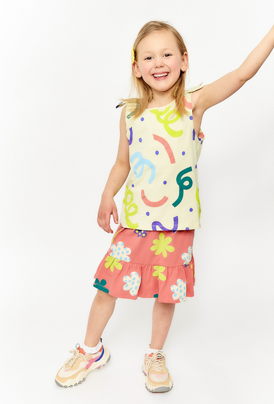 Spódniczka z falbanką i kwiatowym nadrukiem