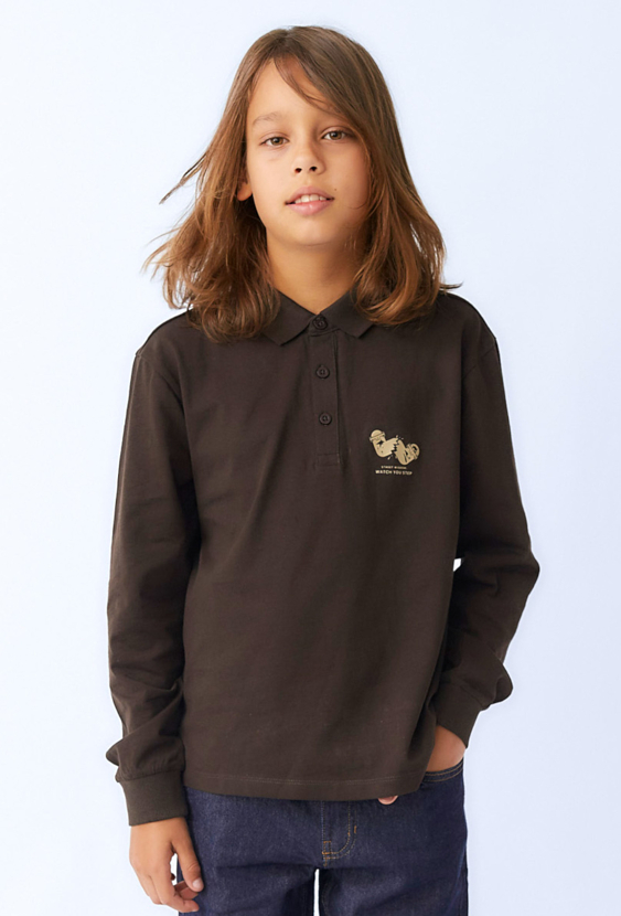 Koszulka polo chłopięca z długim rękawem