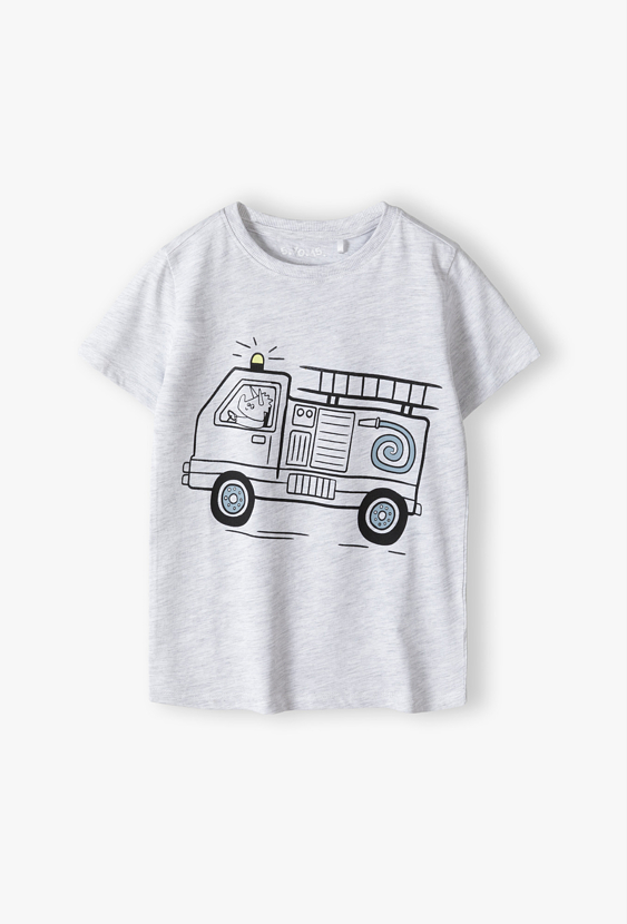T-shirt chłopięcy z wozem strażackim