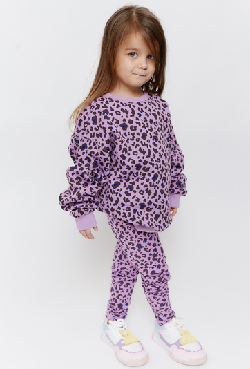 Legginsy dla dziewczynki - fioletowe w panterkę-Limited Edition