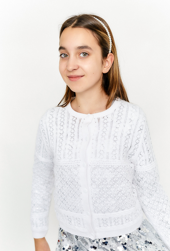 Sweterek rozpinany - ażurowy wzór