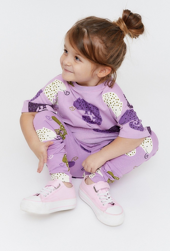 Filetowy t-shirt  dziewczęcy w kameleony