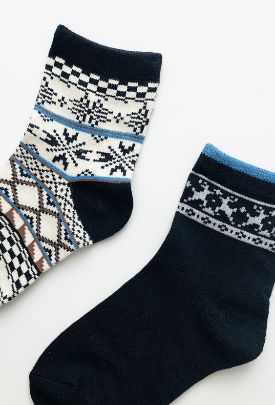 Skarpety dziecięce 2-pak z zimowym motywem – granatowe.