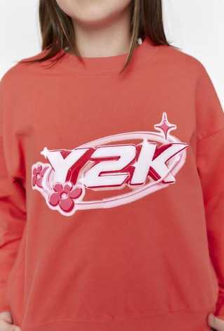 Bluza dresowa dla dziewczynki - czerwona z aplikacją