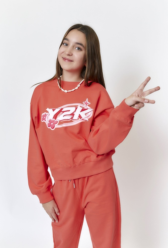 Bluza dresowa dla dziewczynki - czerwona z aplikacją