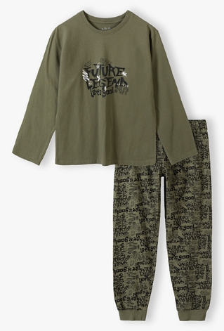 Dzianinowa dwuczęściowa piżama dla chłopca - zielona - 5.10.15.