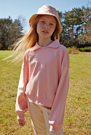 Różowa bluza dziewczęca z kołnierzykiem