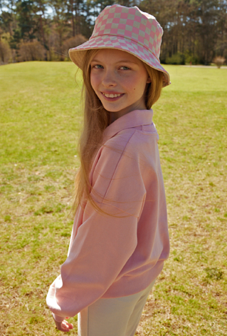 Różowa bluza dziewczęca z kołnierzykiem