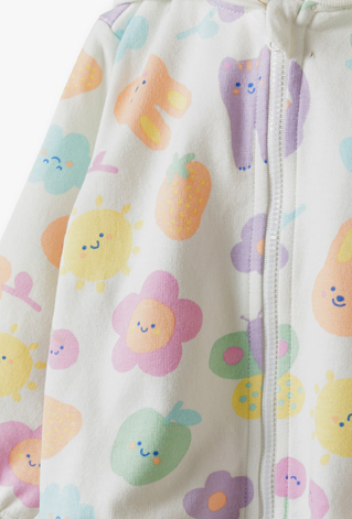 Bluza rozpinana z kapturem w kwiaty dla dziewczynki