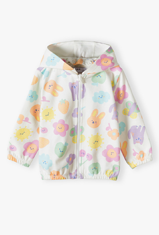 Bluza rozpinana z kapturem w kwiaty dla dziewczynki