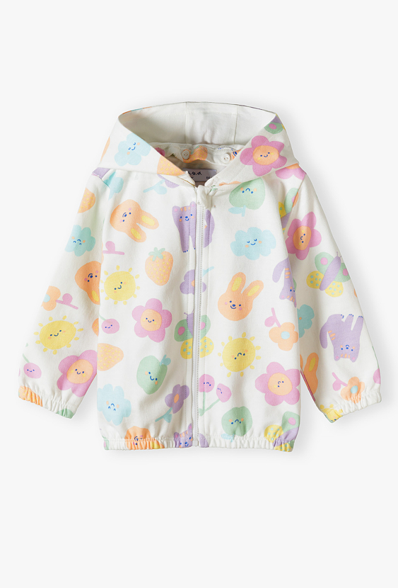 Bluza rozpinana z kapturem w kwiaty dla dziewczynki