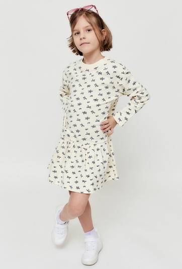 Sukienka z długim rękawem w róże