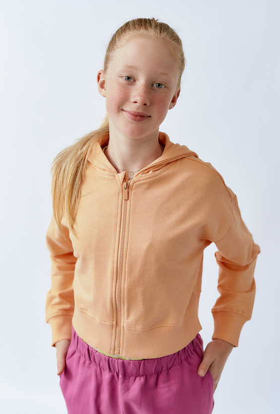 Krótka rozpinana bluza dresowa  z kapturem