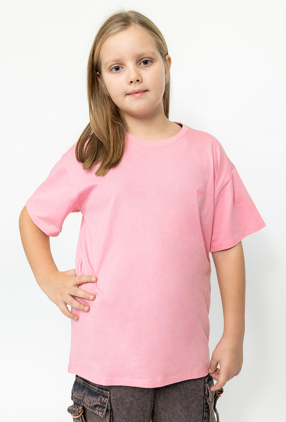 Gładki różowy tshirt dziewczęcy