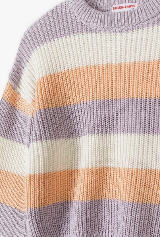 Sweter dziewczęcy w pastelowe paski