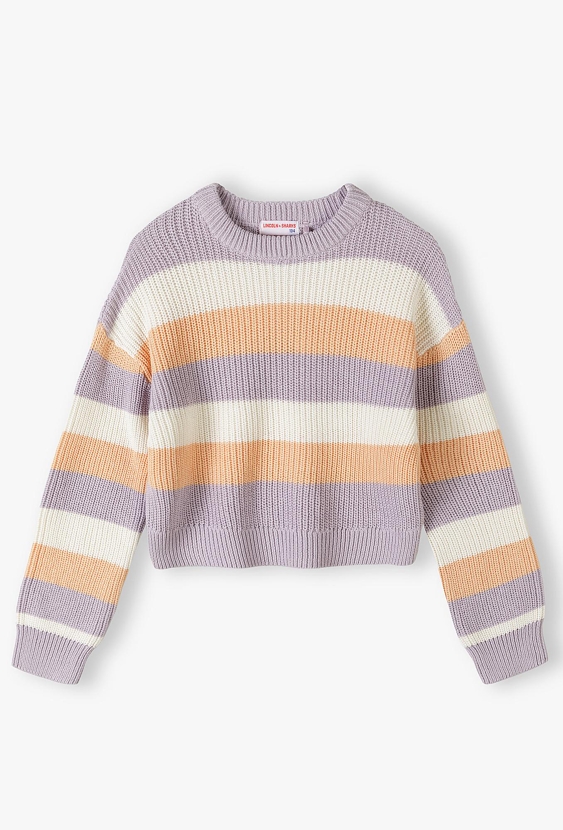 Sweter dziewczęcy w pastelowe paski