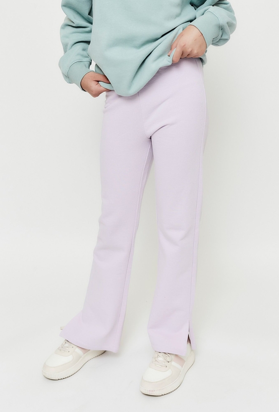 Spodnie dziewczęce z dzianiny dresowej - fioletowe Flary