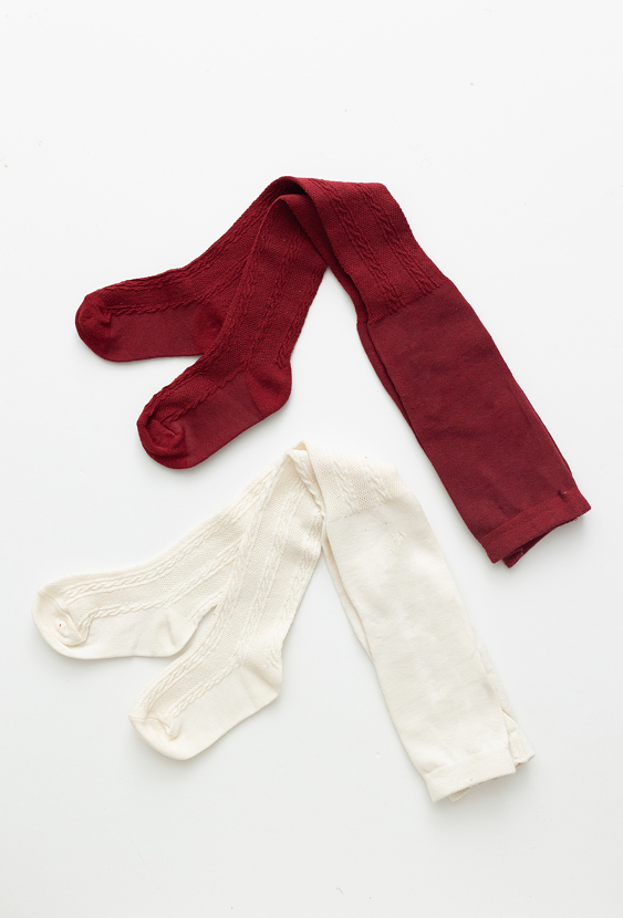 Rajstopy dziewczęce 2-pak ze strukturą w paski.