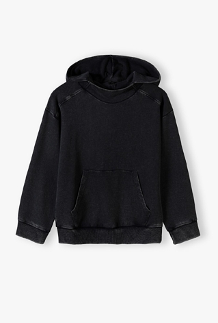 Czarna dresowa bluza z efektem sprania z kapturem