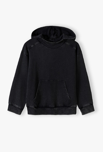 Czarna dresowa bluza z efektem sprania z kapturem