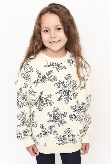 Nierozpinana bluza w ozdobne róże