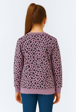 Bluza dziewczęca z nadrukiem panterki – fioletowa