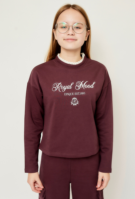 Bordowa bluza nierozpinana na stójce