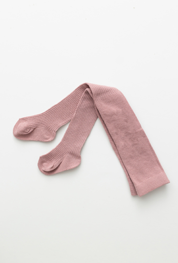 Różowe rajstopy dziecięce grube w paski.