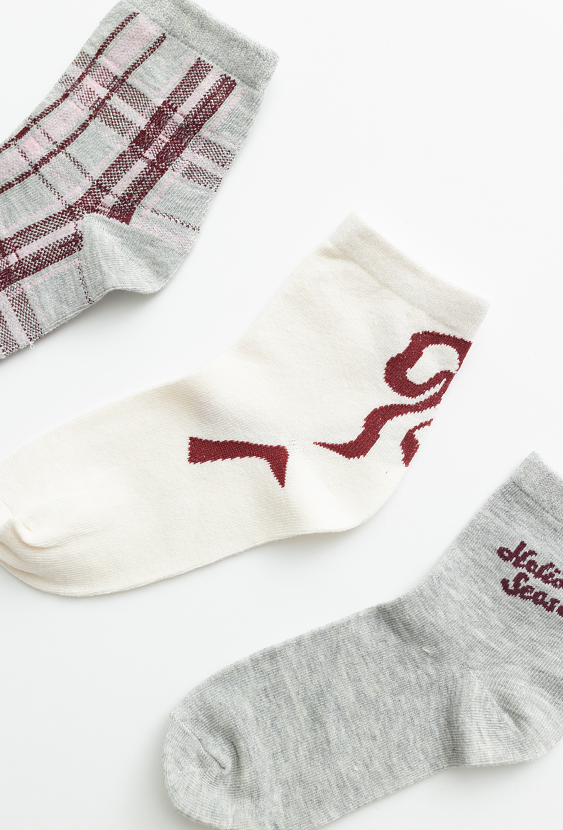 Skarpety chłopięce 3-pak świąteczne szare.