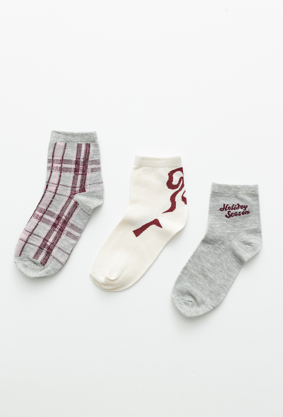 Skarpety chłopięce 3-pak świąteczne szare.