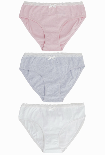 Majtki dziewczęce 3-pak – bawełna, koronkowe wykończenie.