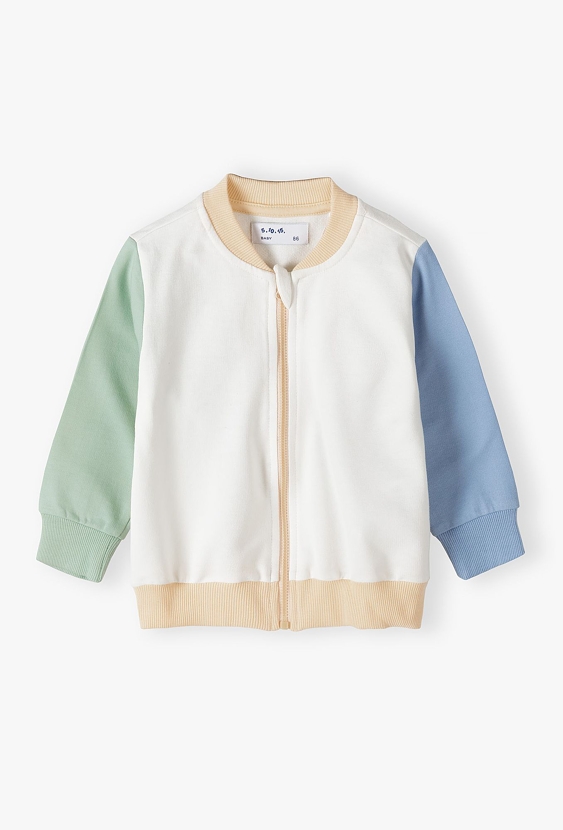 Dzianinowa bluza dresowa dla niemowlaka z kolorowymi rękawami