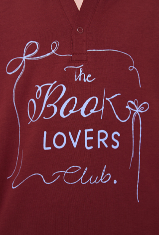 Bluza dziewczęca z kołnierzykiem i nadrukiem Book Lovers Club