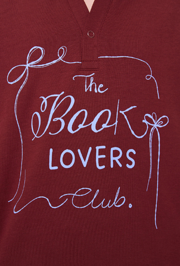 Bluza dziewczęca z kołnierzykiem i nadrukiem Book Lovers Club