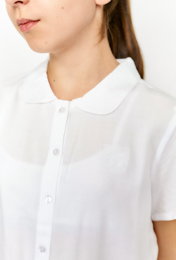 Biała dziewczęca koszula z krótkim rękawem